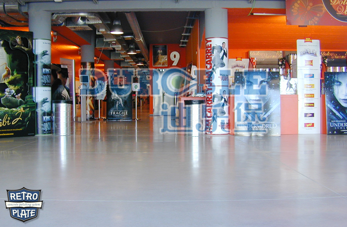 力石伯樂致密鋼化拋光施工--購物核心地坪